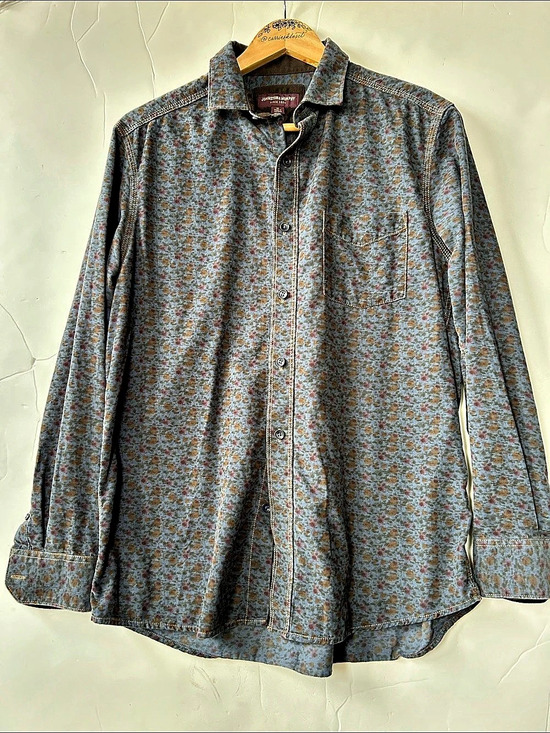 Johnston & Murphy Other - Johnston & Murphy Textured Corduroy Shirt Floral Blue & Multicolor Medium